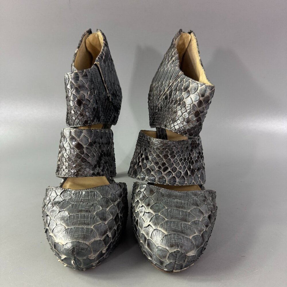 Alexandre Birman Two-Tone Python Leather Heels, S… - image 3